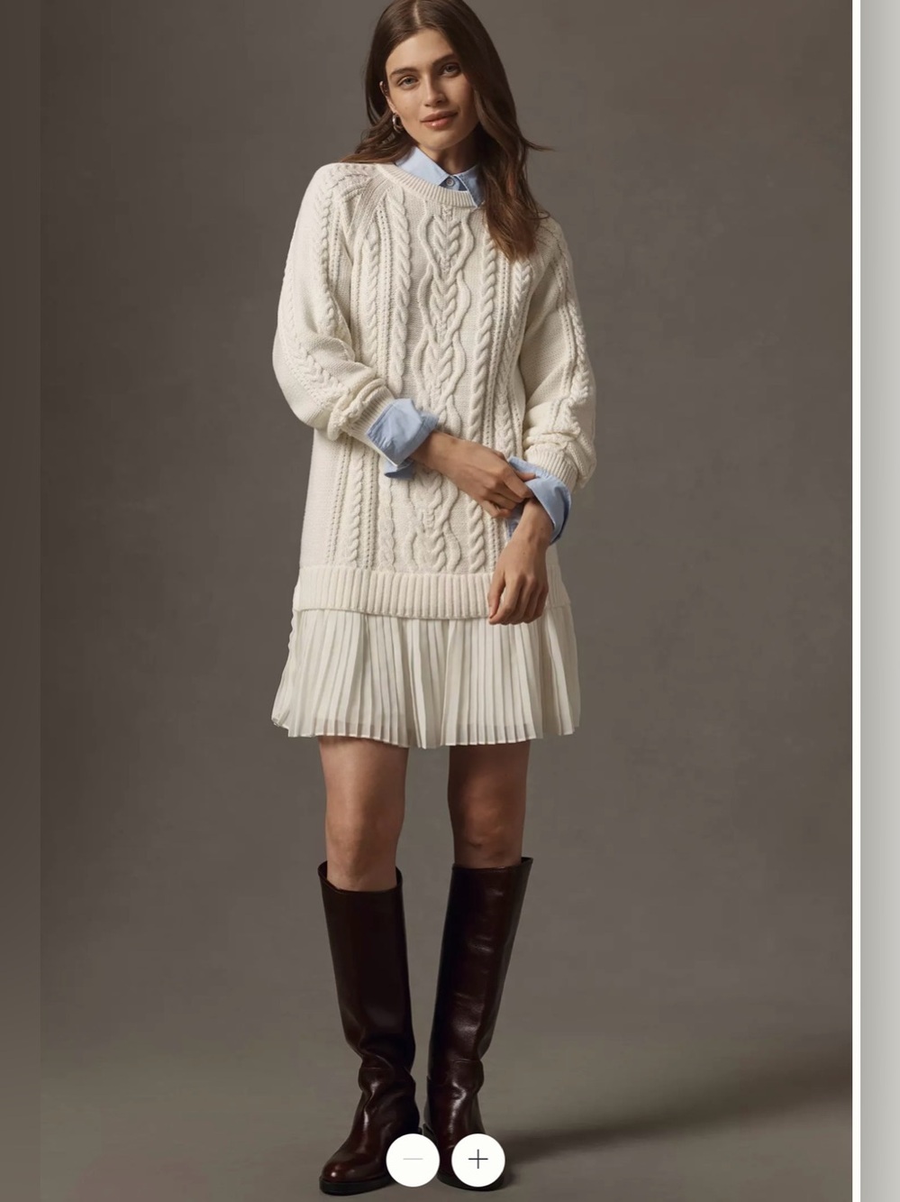 By Anthropologie The Delphine Sweater Twofer Mini Dress Eggnog Size M knit EUC